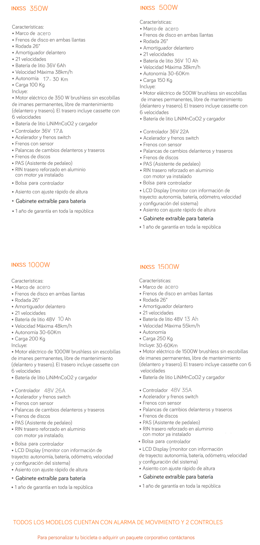 información bicicleta eléctrica inxss